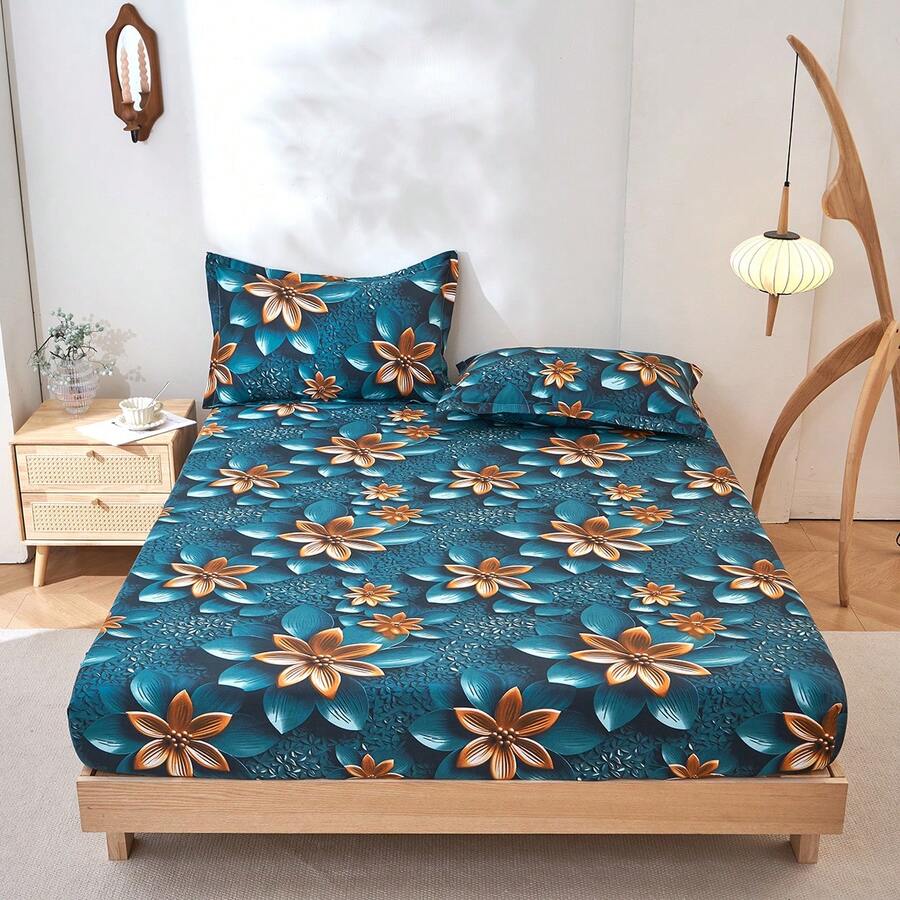 3pcs 3D Active Print Bedroom Bedsheet Set (1 Bedsheet + 2 Pillowcases), Skin-Friendly Fabric Bedsheet Set With Pillowcases, No Filling, Home Bedding Set, Machine Washable - Dream Come True - View 1