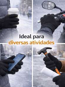 Unisex Black Winter Gloves - Warm, Comfortable Fabric, Ideal For Cold Weather And Everyday Use - màu đen - Xem 8