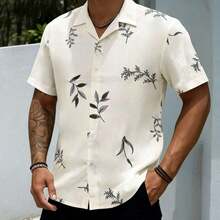 JL Men's Hawaiian Floral Beach Shirt, Short Sleeve, Button-Down, Spring And Summer - Floral 35-bege - View 2