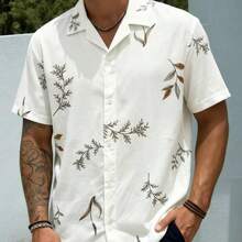 JL Men's Hawaiian Floral Beach Shirt, Short Sleeve, Button-Down, Spring And Summer - 花卉 35 - 查看 2