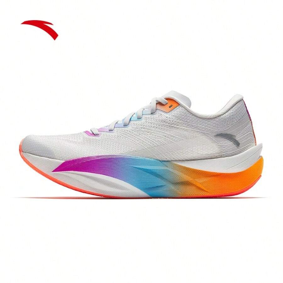 Anta C202 6th Generation New Colorway | Professional Carbon Plate Marathon Running Shoes, Men's Competitive Running Shoes, Sports Shoes - Sandy Gray/Fluorescent Rose Purple/Airy Blue-2 - View 1
