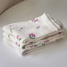 Spring/Summer Women's Socks: Forest-Style, Pastoral-Inspired, Floral Print Socks With A Vintage Oil Painting Feel; Breathable Mesh With Ruffled Edges; Slouch Socks. - Beige - View 4