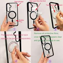 適用於 Galaxy A56 A36 A26 A16 A06 S26 S25 FE A57 A37 A17 A07 的手機殼，強力磁吸保護殼，輕薄防震殼，適用於 S26 Ultra S25 Ultra S24 Ultra S23 Ultra，半透明硬質背板 - 暗夜綠 - 查看 7