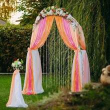 4Pcs Sunset Party Rations 6.6Ft Fe Curtains Party Rations Pink And Orange Backdrop Curtains  Sunset Autumn Tanksng Idal Wedding Uation Backdrop R - màu hồng và màu cam - Xem 4