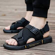 Sandalias para hombre de malla transpirable con suela de PVC, sandalias de hombre, tenis para hombre, chanclas para hombre cómodas y antideslizantes ideales para playa hombre, calzado casual de punta abierta con correas ajustables y hebilla, sandalias deportivas ligeras de secado rápido, chanclas versátiles y suaves para exteriores y vacaciones - Dorado - Ver 3