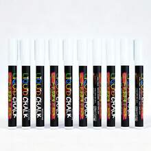 12/6/3/1 piezas Marcadores de tiza líquida blanca - Colores vívidos, borrables, adecuados para pizarras blancas, pizarrones, vidrio, ventanas de automóviles, etc. - Multicolor - Ver 5