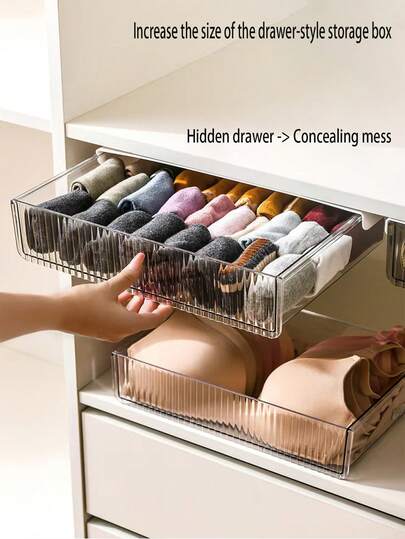 درج تحت المكتب، بدون حاجة إلى ثقب، صندوق تخزين مخفي، مناسب لمكاتب المكاتب والطلاب، لتعليق القرطاسية والمستلزمات اليومية.