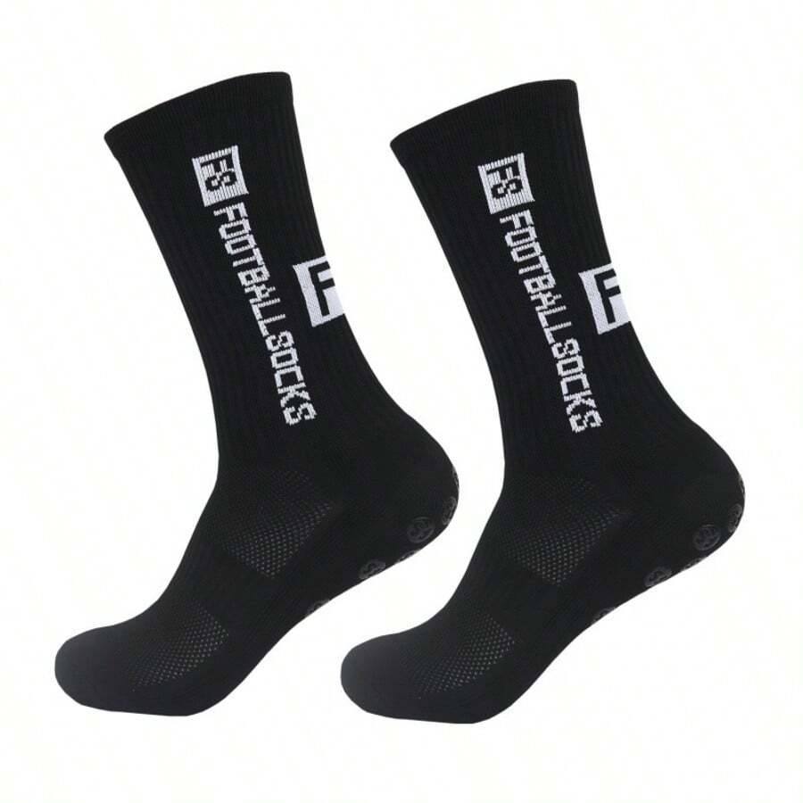 1 Pair Men's Football Socks, Mesh Sports Socks With "FS Football Socks" Letter Print, Suitable For Football Training, Matches, Outdoor Activities, One Size Fits Most - Multicolor - View 1