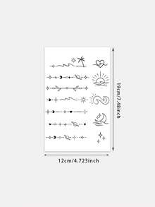 1pc Temporary Tattoo Sticker, Minimalist Line S And Universe Symbol Pattern Tattoo Sticker, Personalized Herbal Temporary Tattoo Sticker, Washable Temporary Tattoo PVC Fashion Tattoo Sticker Suitable For People, Lasts 3-5 Days - Black - View 5