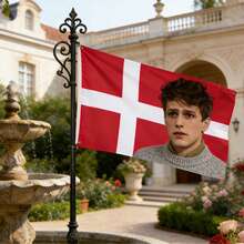 Customized Danish Flag, Personalized Image/Photo/Logo Flag, Easy Image Upload, Custom Indoor/Outdoor Decor Gift, Durable, Decorative, Reusable, Exquisite, Perfect For Outdoor, Garden Decor, Suitable For All Seasons, Suitable For Home Gift, Suitable For Anniversary, Personalized Gift, Flag Pole Not Included - Multicolor - View 6