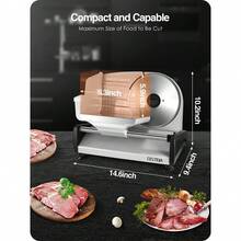 YASHE Meat Slicer Electric  Food Slicer With Child Lock Protection, Removable 7.5'' Stainless Steel Blade And Food Carriage, Adjustable Thickness Food Slicer Machine For Meat, Cheese, Bread,304 Stainless Steel - Meat Slicer-200Watt - View 5