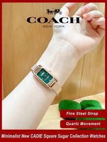 Coach Cadie Series Women's Quartz Watch, Rose Gold Tone Case Rose Gold Milanese Strap Green Dial - 玫瑰金 - 查看 1