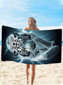 Khăn tắm biển sợi siêu mịn, mềm mại, nhanh khô 250g | Kích thước có sẵn: 70*140cm/90*180cm | Họa tiết hoa hổ trắng | Khăn tắm di động thấm hút cao, trang trí phòng tắm, thích hợp cho bơi lội mùa hè, du lịch, cắm trại, tập thể dục - Nhiều màu - Xem 4