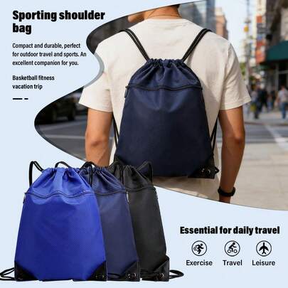 Outdoor Sports Waterproof Oxford Drawstring Backpack, Student Basketball Football Bag, Outdoor Sports Portable Large Capacity Storage Bag