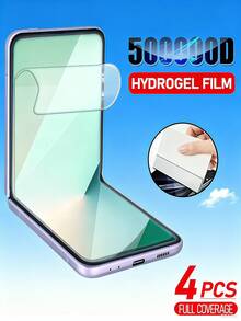 Bộ 4 miếng dán màn hình Hydrogel HD phủ toàn màn hình, chống nổ, chống trầy xước, chống nhìn trộm, tương thích với Samsung Galaxy Z Flip 7/6/5/4/3 5G, bảo vệ riêng tư khi sử dụng ở văn phòng/tàu điện ngầm, tự động sửa chữa vết trầy xước, dễ dàng lắp đặt. - Trong sáng - Xem 2