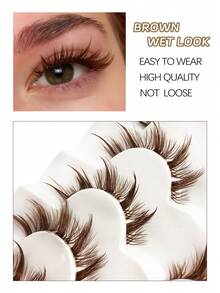 Asiteo 6 Pairs Wet Look Cartoon False Eyelashes, Brown Lashes, Spiky Lashes, Natural Makeup Effect Fake Lashes, Wet & Lightweight Eyelash Extension Makeup Tools - Comic wet eyelashes - View 4