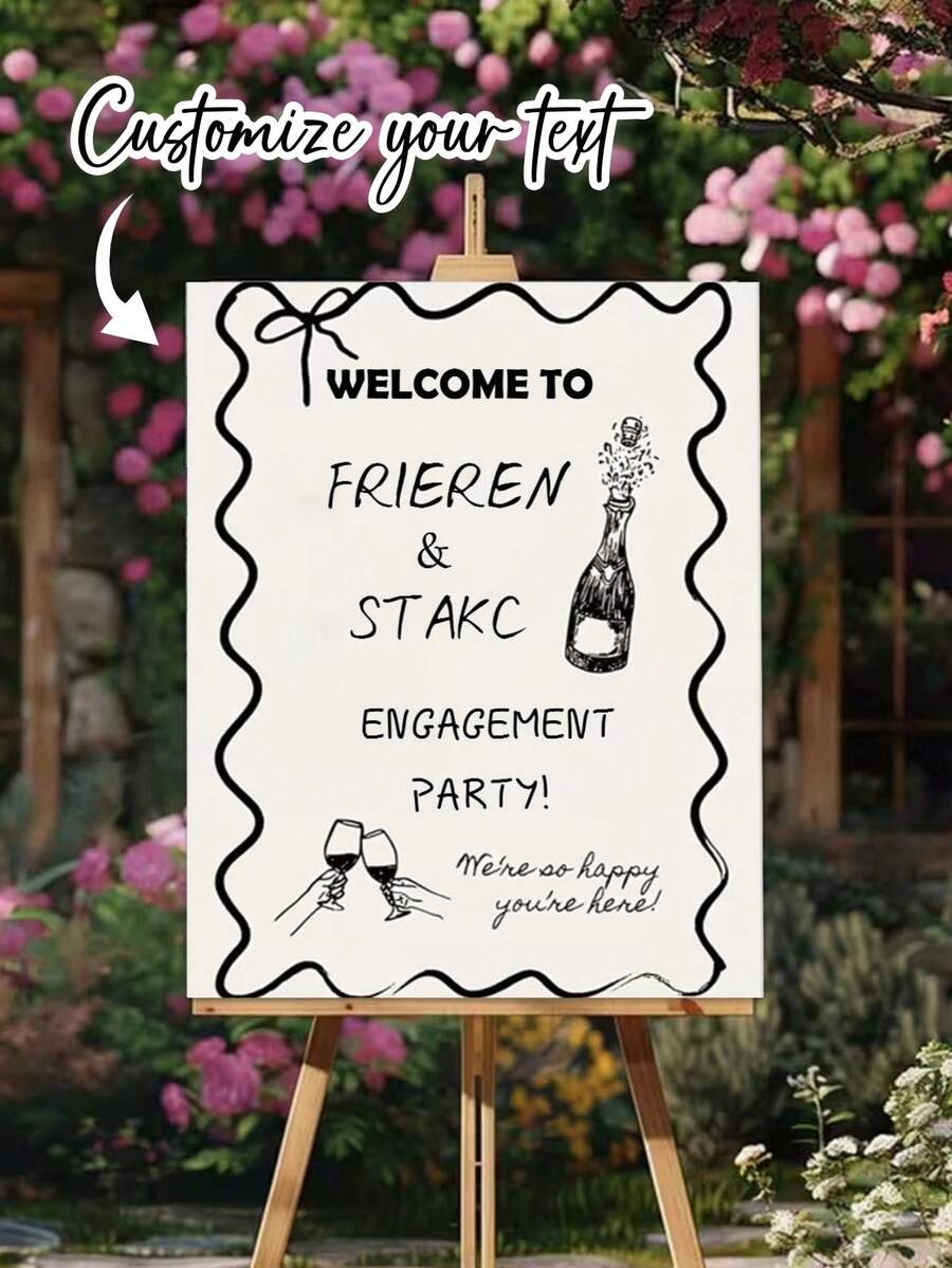 Personalized Minimalist Style Party Welcome Sign | Customized Luxury Engagement Banquet Welcome Sign | Customized Toast Party Welcome Sign | Suitable For Weddings, Valentine's Day, Sisters' Day - Multicolor - View 1