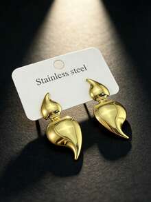 French Retro Gold Foil Earrings, Light Luxury Style Stainless Steel Earrings And Gold Jewelry, Exquisite And Versatile Earrings, Stainless Steel Rust-Proof Jewelry, Suitable For Daily Gatherings, Weddings And Events - Multicolor - View 2