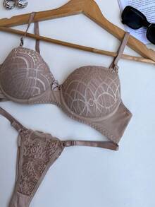 Lace Bra And Panty Set With Padded Cups, Sensual And Sexy, Valentine's Day, Comfortable Everyday Wear, Red And Colorful, Intimate Apparel, Lingerie - White - View 7