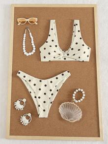 Women's Elegant Floral Print Twist Strap Bikini Two Pieces Swimsuit, Sweet Style For Beach Party Vacation - Multicolor - View 2