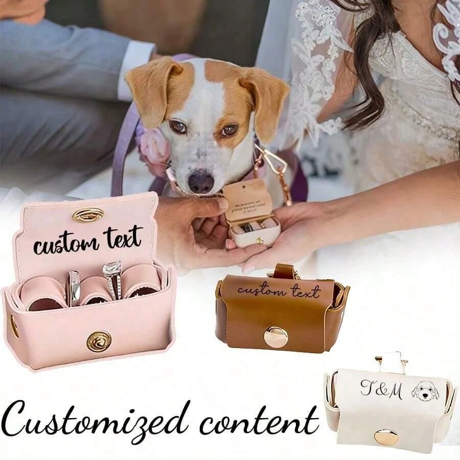 Personalized Dog Wedding Ring Holder Bag, Dog Collar Dedicated Wedding Ring Box, Customized Pet Ring Storage Box - Multicolor - View 1