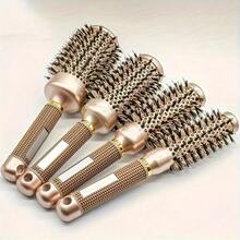 11pcs Gold Ceramic & Aluminum Alloy Hair Brush Set, Ceramic Ionic Technology - Suitable For Blow Drying, Straightening And Creating Curly & Straight Hair - Champagne - View 9