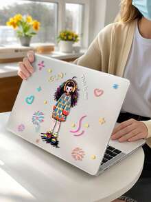 This 1-Piece Frosted Transparent Laptop Case Features A Cartoon Music Girl Design. It's Lightweight, Shockproof, And Compatible With MacBook Air 13-Inch/15-Inch And 14-Inch Pro M2 And M3 Chipsets. Combining Fingerprint Resistance, Shock Protection, And Heat Dissipation, It's The Perfect Gift For Holidays And Special Occasions. - View 4