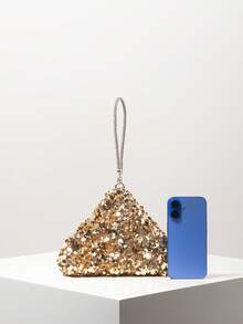 Mini Glitter Clutch Bag, Random Pattern, Elegant Ladies Handbag Suitable For Evening, Party, Ball, Wedding - Gold - View 3