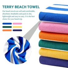 1pc Oversized 29x58 Inch Stripe Beach Towel  Extra Large Accessories Essentials Soft Super Absorbent Pool Travel Bath Swim Camping Towels Bulk Men Women Adults Gift - Hồng - Xem 4