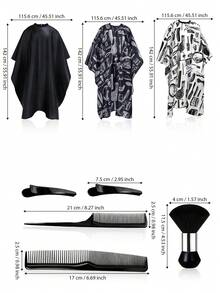 Set de 6 piezas de herramientas para cortar el cabello, que incluye delantal para cortar el cabello, cepillo para el cuello, cepillo para recoger el cabello, peine, peine de púas, pinzas para el cabello, adecuado para salones profesionales y uso doméstico - Multicolor - Ver 2