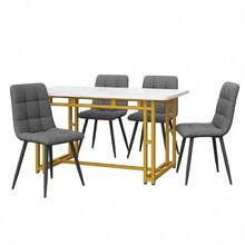 Dining Table & Chair Sets - Golden + MDF - View 5