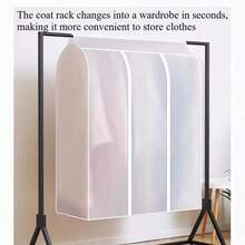 Transparent Hanging Garment Bag With Zipper, Dustproof Clothes Cover For Wardrobe Storage, Breathable PEVA Clothing Protector For Suit, Dress, Coat - Semi-transparent Color 50*60*90cm - View 5