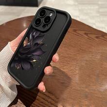1pc Suitable For Apple Mobile Phone Case Black High Bamboo Half Lotus Summer  17 Pro Max Case  17 Case  17 Pro Case  17 Plus Case Clear Phone Case  15 Case  16 Case  16 Plus Case - 1pc - 查看 1