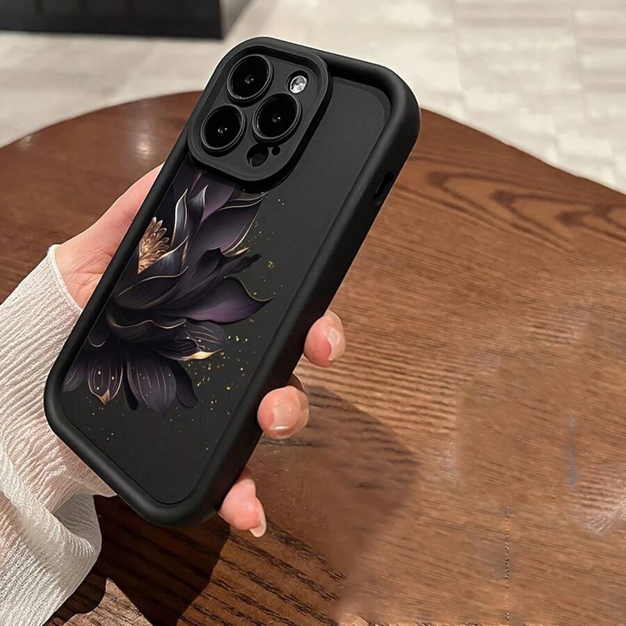 1pc Suitable For Apple Mobile Phone Case Black High Bamboo Half Lotus Summer 17 Pro Max Case 17 Case 17 Pro Case 17 Plus Case Clear Phone Case 15 Case 16 Case 16 Plus Case - 1pc - 查看 1