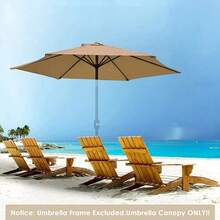 6/8 Tela de sombrilla de poliéster acanalada para reemplazo de sombrilla de patio exterior, tela de sombra impermeable (solo tela de sombrilla) - Negro - Ver 9