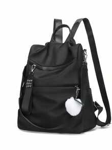 New Women's Nylon Oxford Cloth Bag Fashionable And Simple Commuting Single Shoulder Backpack Large Capacity For Leisure And Travel - 黑色 - 查看 4
