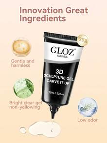 GLOZ 3D 35ML 雕塑凝膠與指甲磨砂膏，超強凝膠指甲膠，適用於指甲飾品 3D 指甲閃亮凝膠，用於裝飾寶石指甲藝術鑽石，需 UV/LED 固化，美容禮品 - 無色 - 查看 8