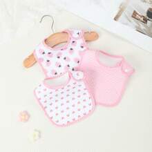 3件装婴儿围兜，超柔软面料，带可调节按扣，适合女宝宝 - 混合色 - 查看 9