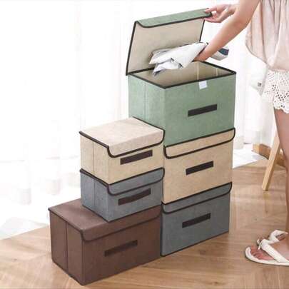 1 hộp đựng đồ bằng vải có thể gấp gọn, thích hợp để đựng quần áo, đồ lót, tất, hộp đựng di động, chống bụi và chống ẩm, bao gồm 2 túi nén chân không, túi đựng đồ trong tủ quần áo.