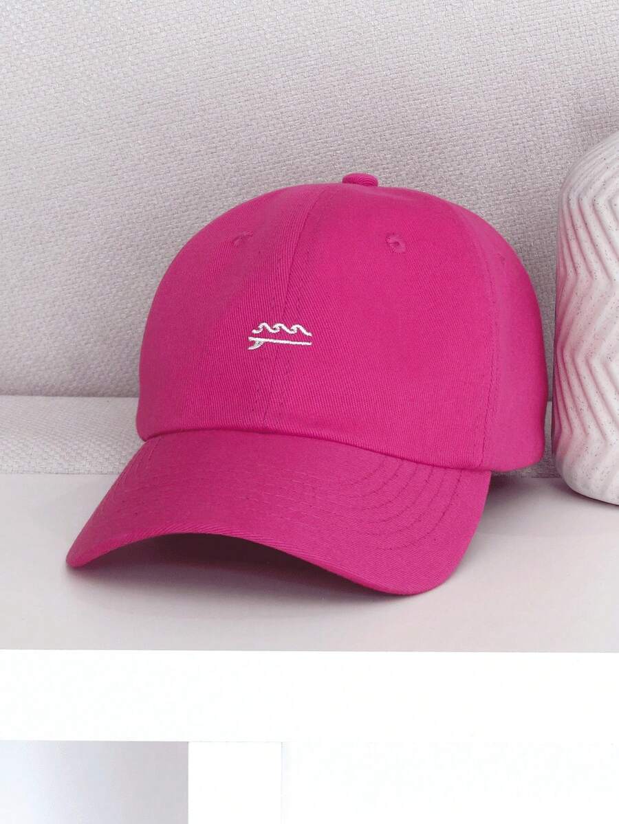Unisex Men's And Women's Embroidered Adjustable Minimalist Dadhat Baseball Cap - Hot Pink - View 1