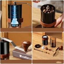 1 pieza Molinillo de café manual, estilo minimalista marrón/transparente, tolva portátil visible y ampliada, adecuado para uso doméstico, dormitorio u oficina, accesorio de café, esencial para la barra de café, vuelta al cole, Eid Al-Adha, regalo del Día de la Madre - Multicolor - Ver 4