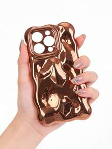 Funda de burbujas simple compatible con el estuche del teléfono móvil Apple 16pro Max, estuche nuevo de Apple 17 14/13 con acabado de electrochapado de alta gama - Naranja - Ver 4