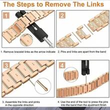 1 dây đeo tương thích, unisex, dây kim loại đen bóng thời trang, tương thích với Apple Watch 38mm 40mm 41mm 42mm 45mm 46mm 49mm, Series 10/9/8/7/6/5/4/3/2/1/SE/Ultra, dây đeo có thể điều chỉnh, dây kim loại thép không gỉ đính kim cương. - màu đen - Xem 4