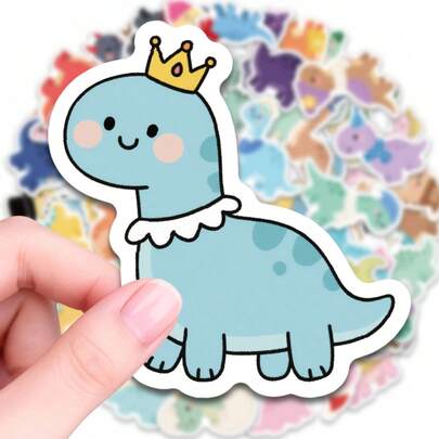 56张可爱恐龙贴纸，美观防水乙烯基贴纸，适用于水瓶、笔记本电脑、手机、日记本、剪贴簿、滑板等，青少年、成人装饰恐龙贴纸套装，派对礼品、DIY手工、礼物装饰