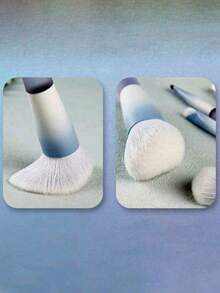 10pcs Makeup Brush Set, Animal Hair Makeup Brushes - Blue - View 8