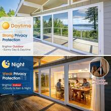 1Roll One Way Privacy Window Film With Tool Window Tint For Home Film See Out Not In Heat Control Sun Blocking Mirror Reflective Anti UV Covering For Home Office - Black and Silver - View 2