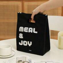 1 Set Of 3 Minimalist Cartoon Print Lunch Bag, Tote Bag, Lunch Box Bag, Commuter Bag, Insulated Lunch Bag, Suitable For Picnic, Camping And Travel - Multicolor - View 5