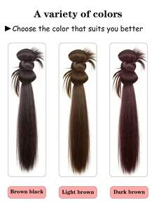 22-Inch Ponytail Extension Straight Hair, Claw Clip Side Tied Straight Ponytail, Brown Ponytail, High-Quality Fiber, Suitable For Women - Multicolor - View 2