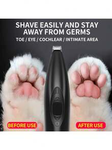 升级版宠物修毛器，带LED灯、加宽刀片、LED显示屏，完全防水，可充电，适用于猫狗修剪爪子、眼睛、耳朵、脸部和臀部毛发，电池容量400mAh - 查看 5