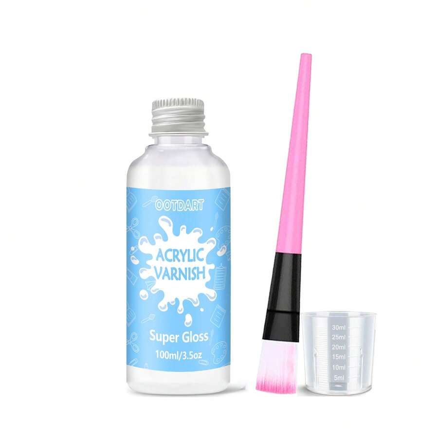 Sơn acrylic bóng cao cấp 100ml, chất phủ bảo vệ trong suốt bóng cao cấp dành cho nghệ sĩ chuyên nghiệp và người yêu thích hội họa, sử dụng được cho vải bố, sơn acrylic, gỗ, khô nhanh, gốc nước, chống tia UV và ố vàng, có thể sử dụng trên nhiều bề mặt, kèm cọ vẽ. - 100ml - Xem 1